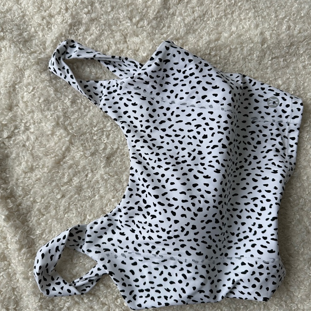 Astoria Activewear size S white spotted cross back workout crop top